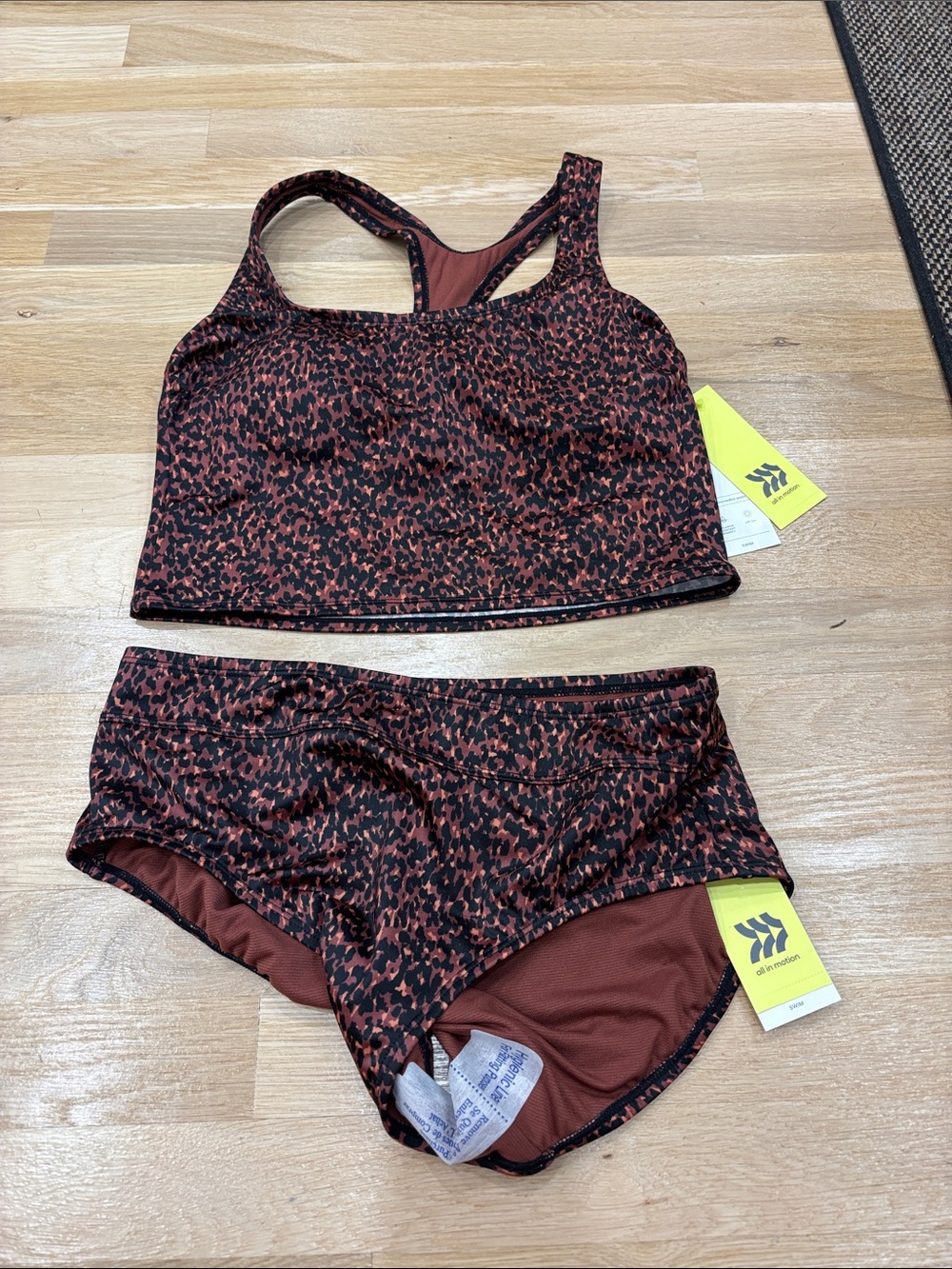 all in motion Rust and Black Leopard Print Two-Piece Swim Set - Picture 2 of 4